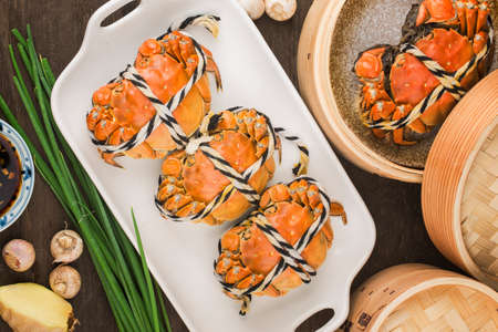 Fresh and delicious hairy crabの写真素材