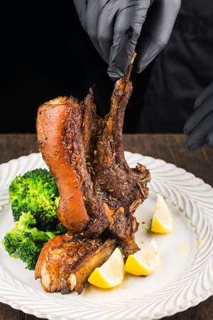 Delicious roast lamb chop, roast muttonの写真素材