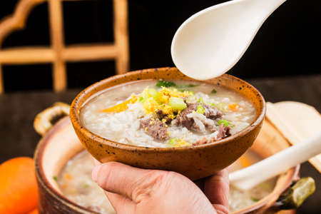 Chinese Cuisine: beef casserole porridgeの写真素材
