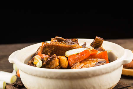 Chinese food: Stewed Mutton with carrotの写真素材