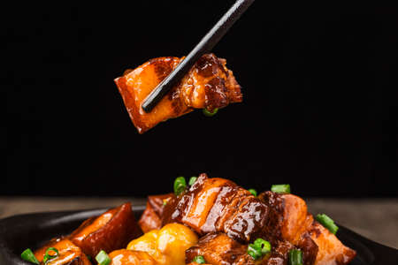 Braised Pork with Chestnuts,Chinese foodの写真素材