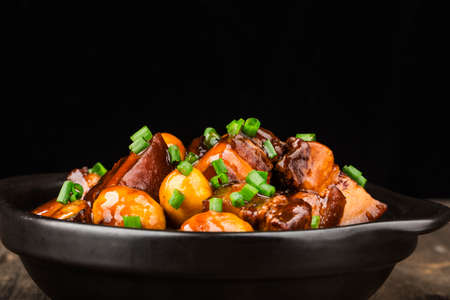 Braised Pork with Chestnuts,Chinese foodの写真素材