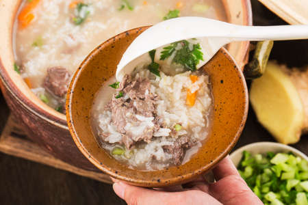 Chinese Cuisine: beef casserole porridgeの写真素材