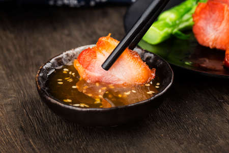 Chinese style grilled pork called Char Siu porkの写真素材