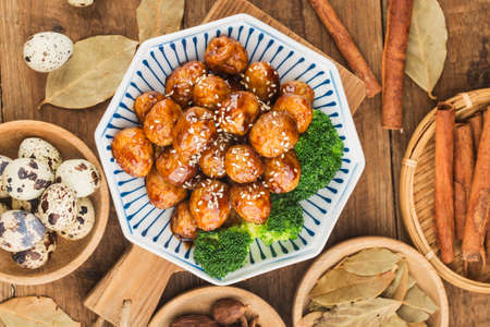 Chinese cuisine: deep-fried quail eggsの写真素材