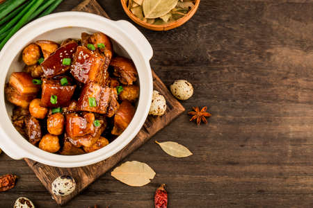Quail Eggs Stew with belly pork(Chinese food)の写真素材