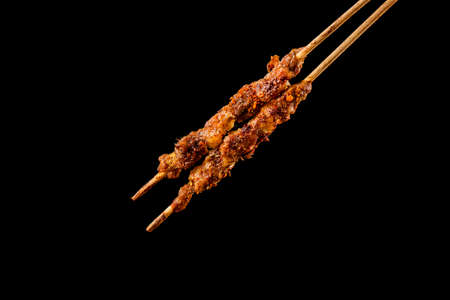 Delicious kebabs, skewers shashlik kebab with red sauce,の写真素材