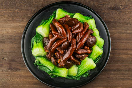 Chinese food: a plate of braised goose pawの写真素材