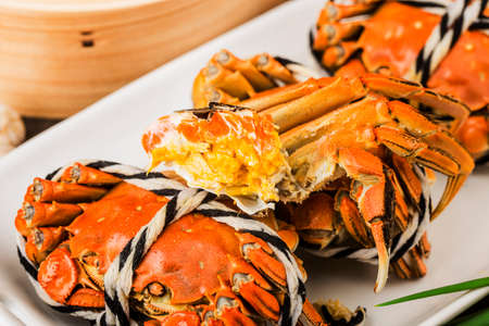 Fresh and delicious hairy crabの写真素材