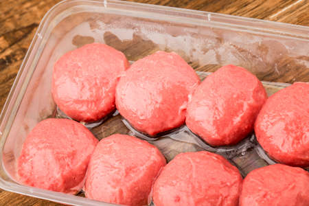 Raw meatballs, Fresh beef ballsの写真素材