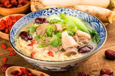 Chinese cuisine; A bowl of mutton noodlesの写真素材
