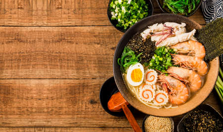 Japanese Seafood Ramen with cuttlefish sauceの写真素材