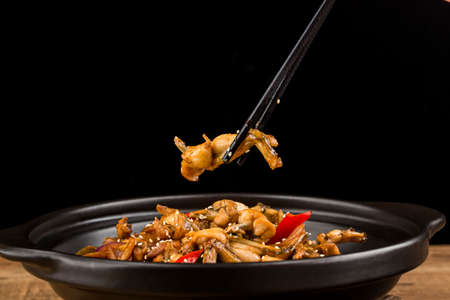 Delicious Chinese food: Fried frog with chiliの写真素材