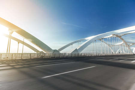 Asphalt road on the bridge,の写真素材