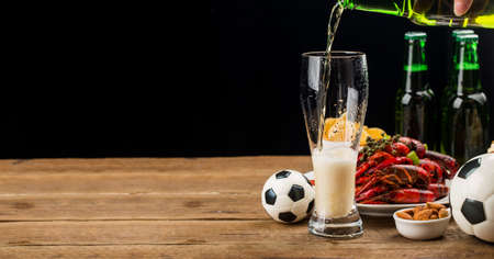 election of party food for watching football championship, Lobster and beerの写真素材