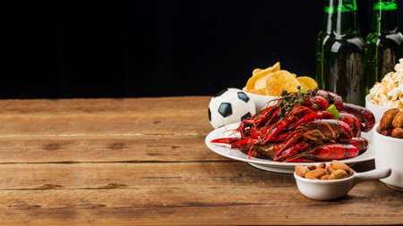election of party food for watching football championship, Lobster and beerの写真素材