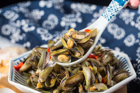 Chinese Chiuchow cuisine: a plate of Musculus senhousei
