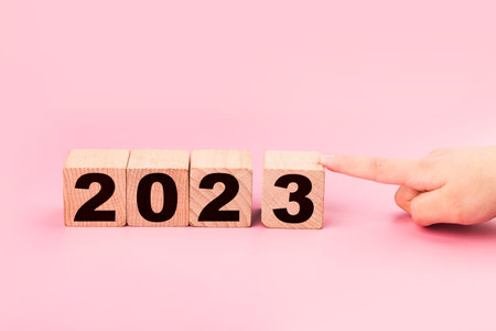symbolize the change from 2022 to the new year 2023. 2023 happy new year concept.