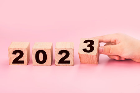 symbolize the change from 2022 to the new year 2023. 2023 happy new year concept.