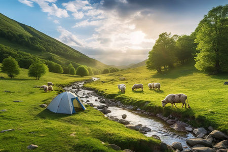 Enjoy life outdoors in a large tentの素材