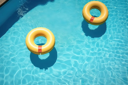 Summer concept - Swim ring in swimming poolの素材