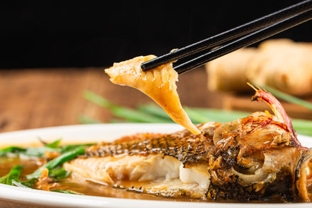 A plate of braised tilapiaの写真素材