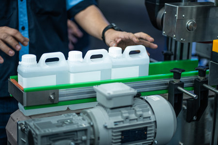 Close-up of factory worker working with automatic 3d printing machineの写真素材