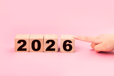 Happy New Year 2026 and Merry Christmas. Top view with copy space
