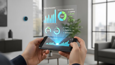 Monitoring smart home energy consumption with a futuristic holographic display from a smartphone