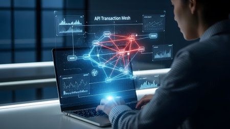Analyzing complex api transaction mesh and data visualizations on a holographic display