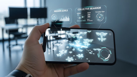 Augmented reality control for drone swarms and mission objectives on smartphone