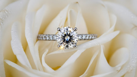 A sparkling solitaire diamond ring with a pav