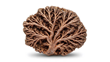 Branching showing fractal dendritic copper mineral specimen with branching patterns and metallic...