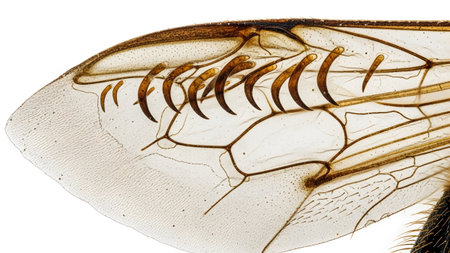 Claws showing microscopic view of a transparent insect wing showing veins and sharp claws on a...