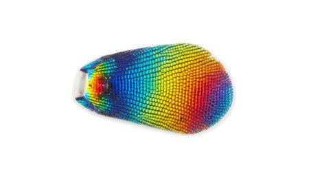 Stock showing microscopic view of an iridescent insect wing showing rainbow color spectrum and...