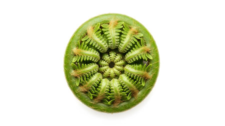 Spiral showing view of a green fern frond unfurling in a spiral pattern. resolution
