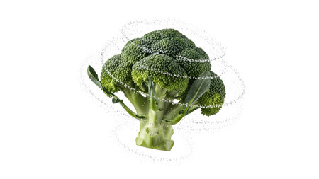 showing fresh broccoli florets with water droplets and bubbles in a swirl. resolution...の写真素材