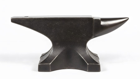 Rests showing heavy duty dark gray metal anvil with a horn and flat isolated on a white...