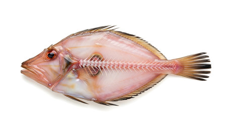 Fish showing john dory fish with visible skeleton and fins on white background. resolution...