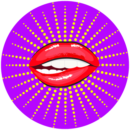 Woman biting her red lipsのイラスト素材