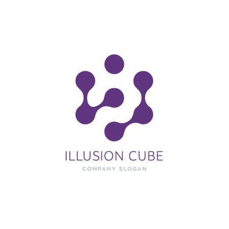 Abstract cube of dots logotype isolated on plain background.のイラスト素材