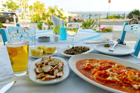 octopus dish in greece restaurant. close upの写真素材