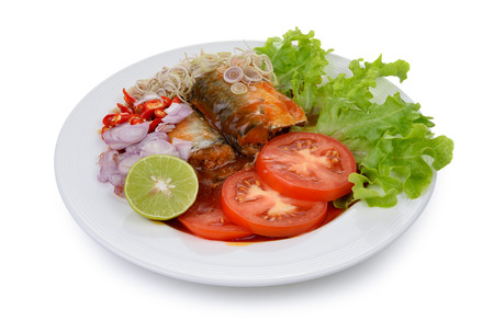 Spicy Sardines in tomato sauce canned fishの写真素材