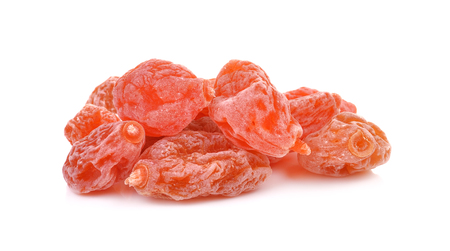 dried apricots on a white backgroundの写真素材