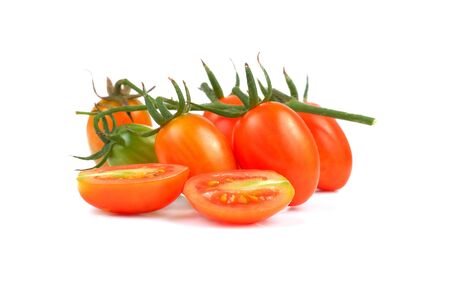 Fresh ripe tomatoes on white backgroundの写真素材