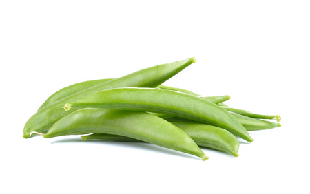 Fresh green beans on white backgroundの写真素材