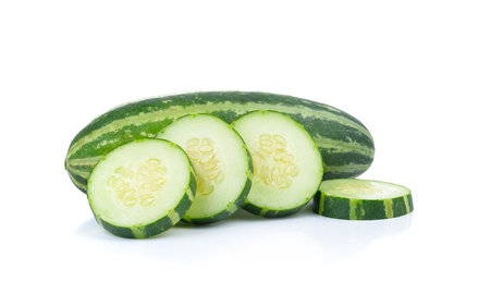 Young Muskmelon on a white backgroundの写真素材