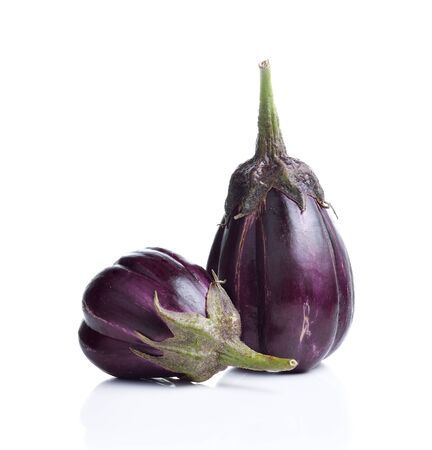 Fresh eggplant  isolated on white backgroundの写真素材