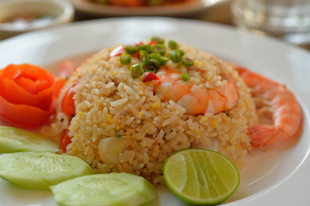 Fried rice with shrimpの写真素材