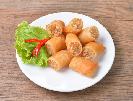 Fried chinese spring roll  for appetizerの写真素材